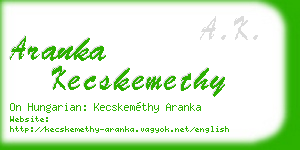 aranka kecskemethy business card