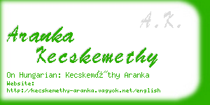 aranka kecskemethy business card